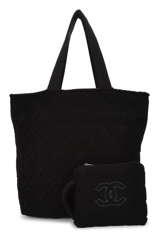 Black Terry Cloth 'CC' Beach Set, , large image number 3