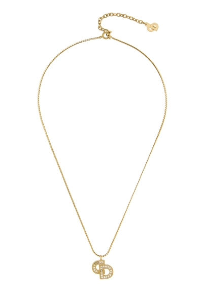 Gold Crystal CD Logo Necklace
