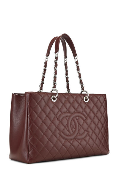 Burgundy Quilted Caviar Grand Shopping Tote (GST) XL , , large