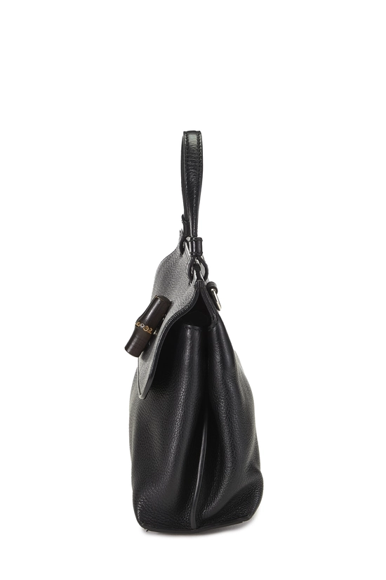 Black Leather Bamboo Daily Handbag, , large image number 2