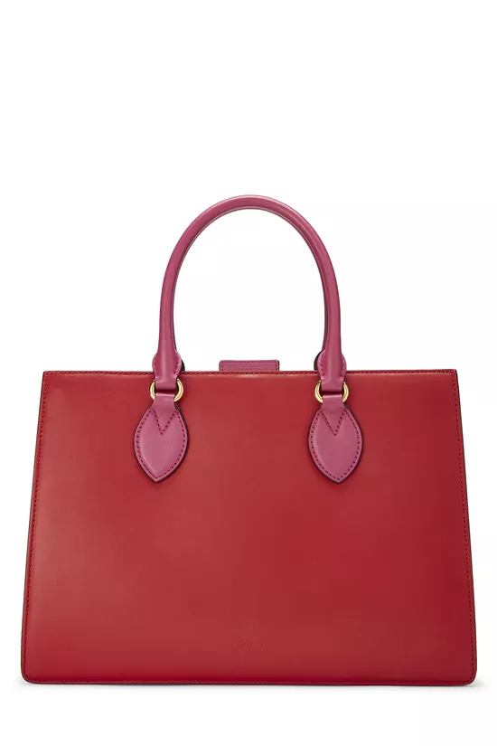 Pink & Red Leather Top Handle Tote, , large image number 0