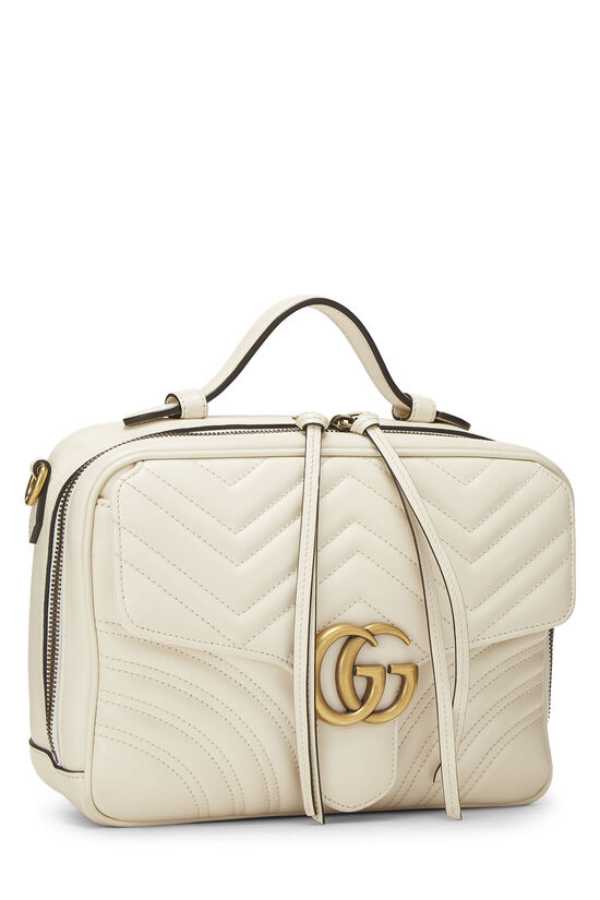 White Leather GG Marmont Top Handle Bag, , large image number 1