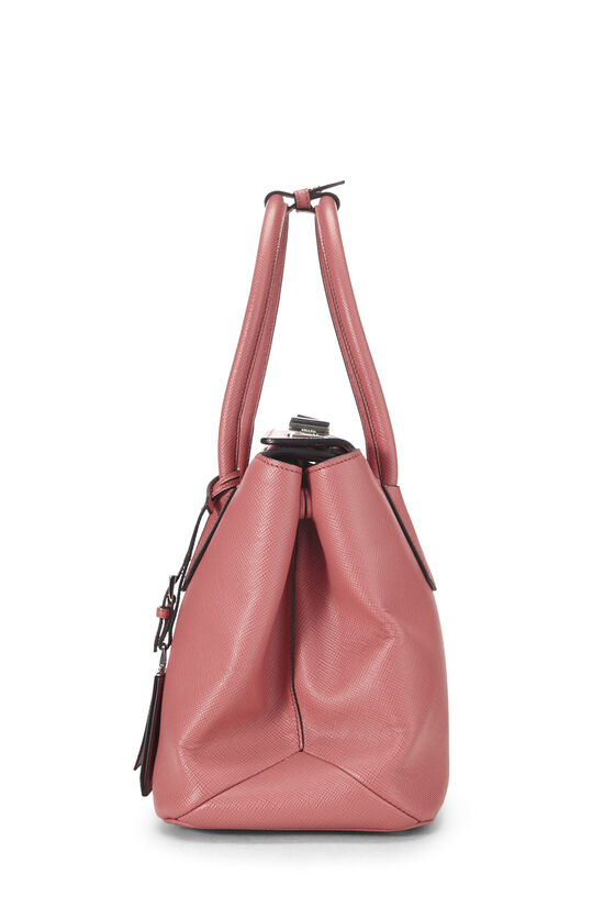Pink Saffiano Leather Turnlock Cuir Tote, , large image number 2