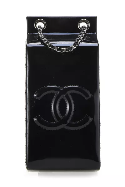 Black Patent Leather Milk Carton Bag