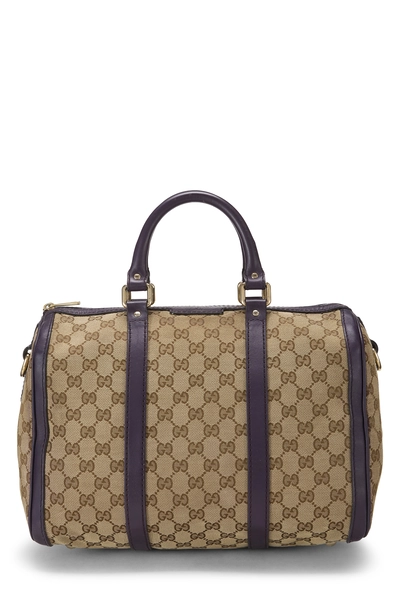 Purple GG Canvas Vintage Web Boston Bag Medium