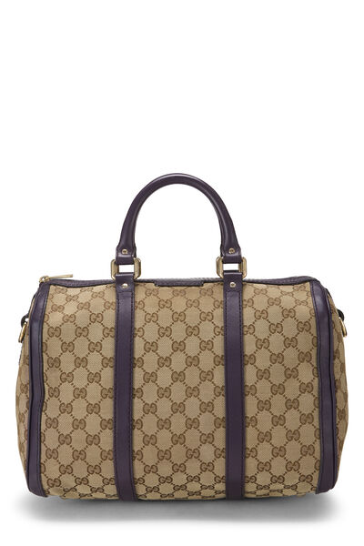 Purple GG Canvas Vintage Web Boston Bag Medium