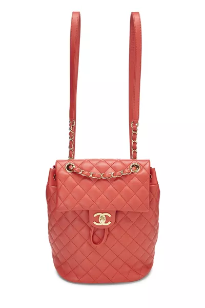 Red Quilted Lambskin Urban Spirit Backpack Small