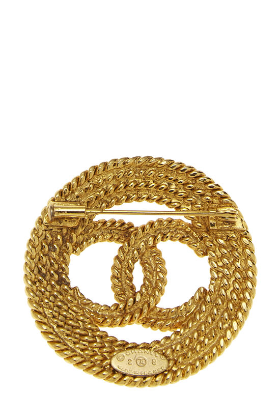 Chanel Vintage Gold Plated Flower CC Dangle Crystal Pin For Sale at 1stDibs