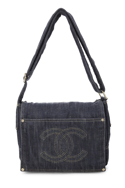 Blue 'CC' Denim Messenger