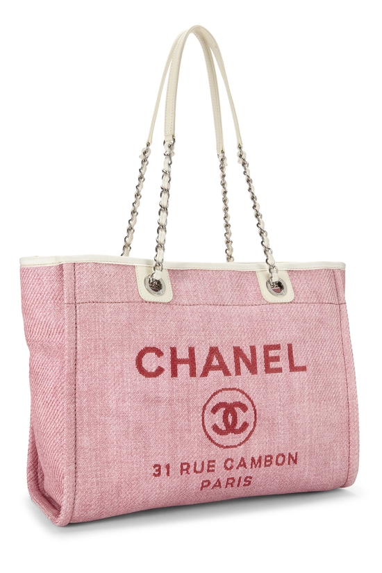 Pink Raffia Deauville Shopping Tote Small , , large image number 1