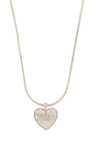 Silver Crystal Logo Heart Necklace, , large