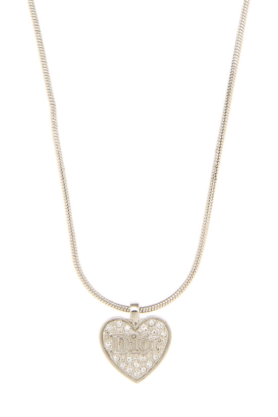 Silver Crystal Logo Heart Necklace, , large image number 1