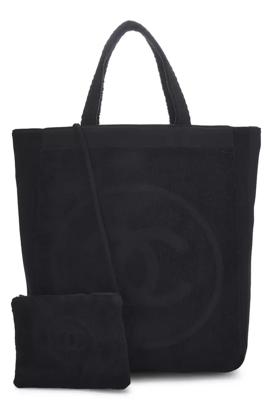 Black Terry Cloth 'CC' Beach Set, , large image number 3