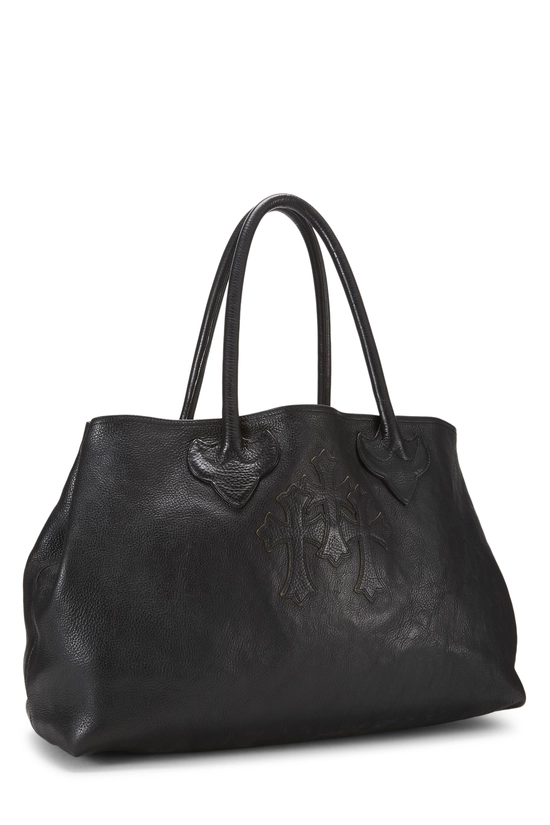 Pre-Owned Black Leather 3 Crosses Patch Tote QZB7NG1LKB002