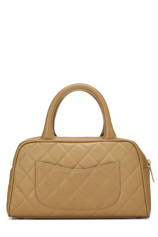 Beige Quilted Caviar Bowler Mini, , large image number 3
