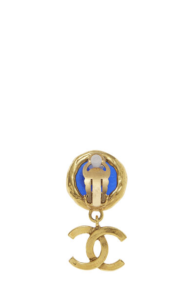 Gold & Blue Gripoix Dangle Earrings, , large