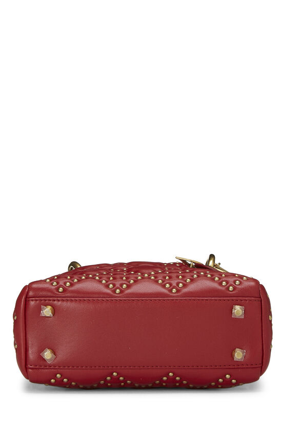 Red Studded Leather Lady Dior Mini, , large image number 6