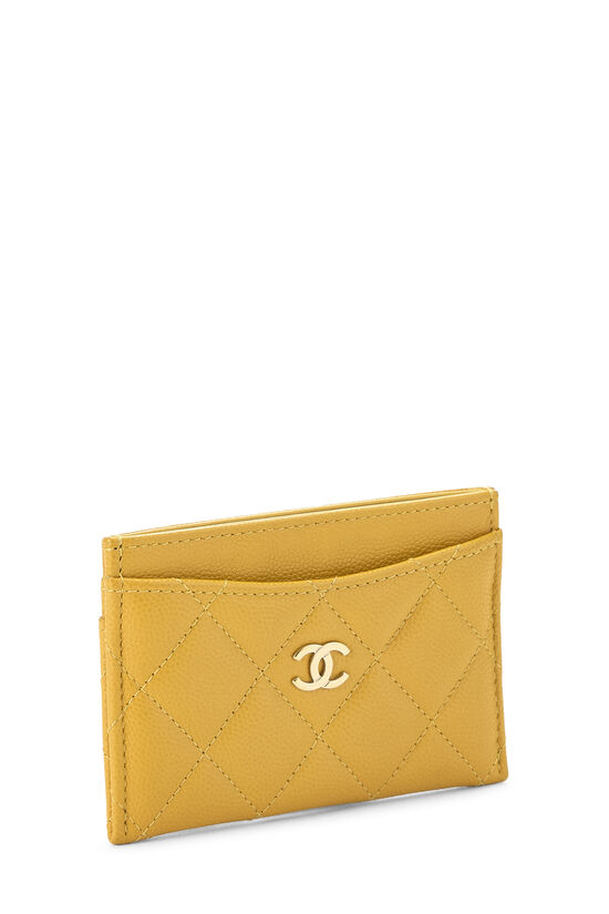 Yellow Quilted Caviar Card Holder, , large image number 1