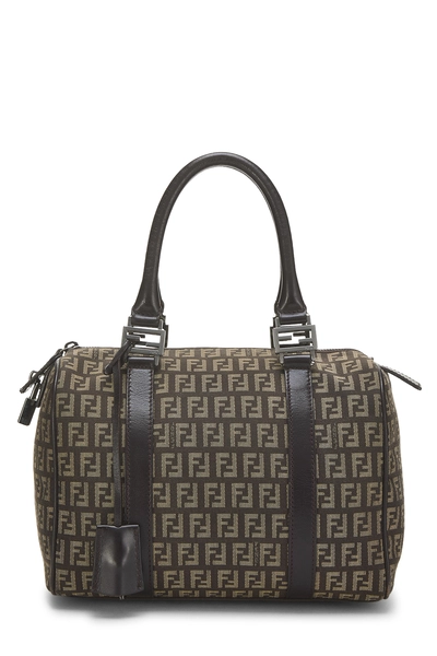 Fendi Brown Zucchino Canvas Forever Boston Small