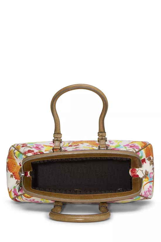Multicolored Floral Canvas Frame Satchel Handbag, , large image number 5