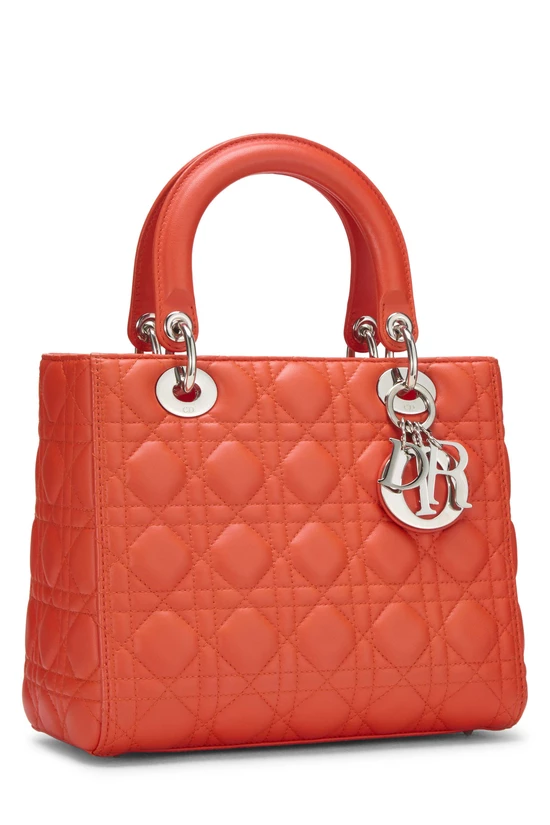 Orange Cannage Quilted Lambskin Lady Dior Medium, , large image number 1