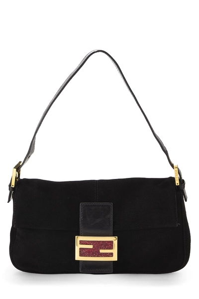 Black Suede Baguette