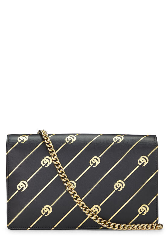 Black Leather GG Stripe Wallet On Chain (WOC), , large image number 3