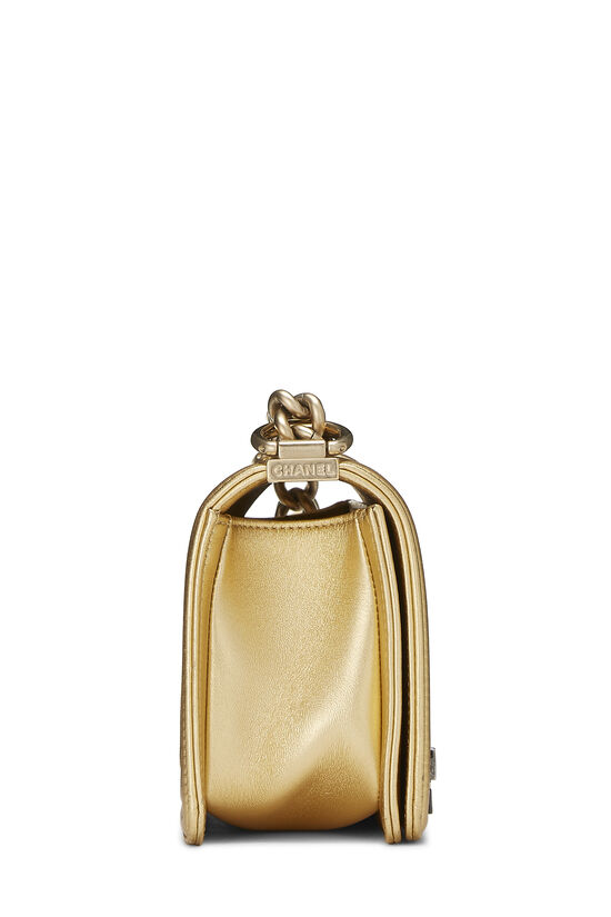 Chanel Small Boy Bag Beige CalfSkin shiny light gold Hardware