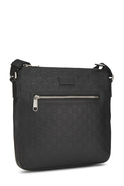 Black Guccissima Zip Pocket Flat Messenger, , large