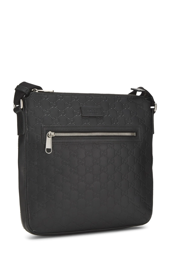 Black Guccissima Zip Pocket Flat Messenger, , large image number 1