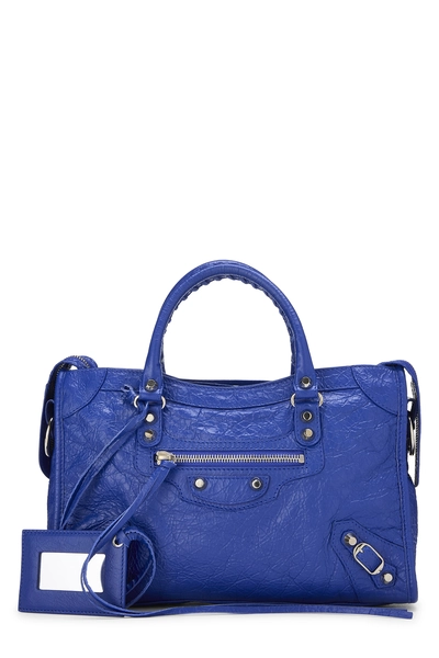Blue Agneau Classic City Bag Small