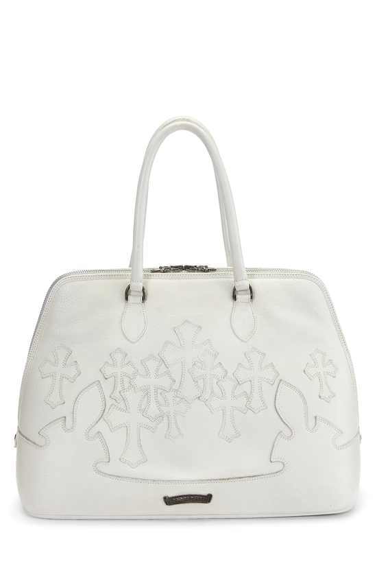 White Leather Cemetery Cross Bowling Bag, , large image number 3