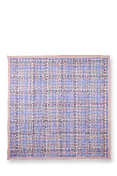 Pink & Multicolor 'Bolduc au Carre' Silk Scarf 90