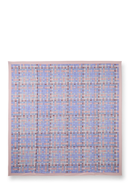 Pink & Multicolor 'Bolduc au Carre' Silk Scarf 90, , large image number 0