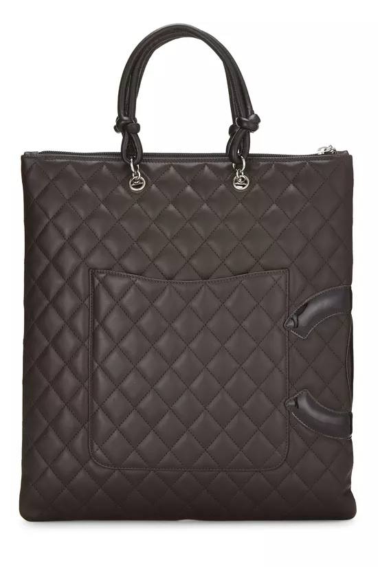 Brown Lambskin Cambon Flat Tote, , large image number 3