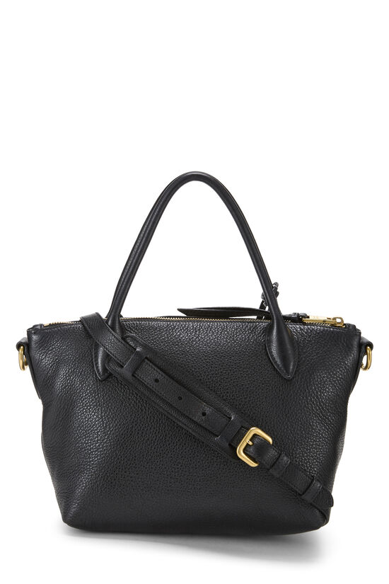 Black Vitello Daino Convertible Zip Handbag Small, , large image number 3