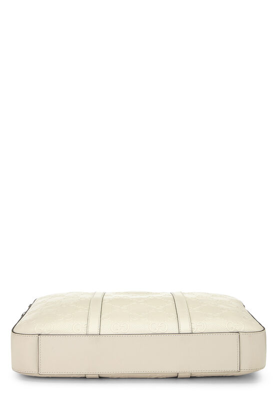 White GG Embossed Leather Briefcase, , large image number 4