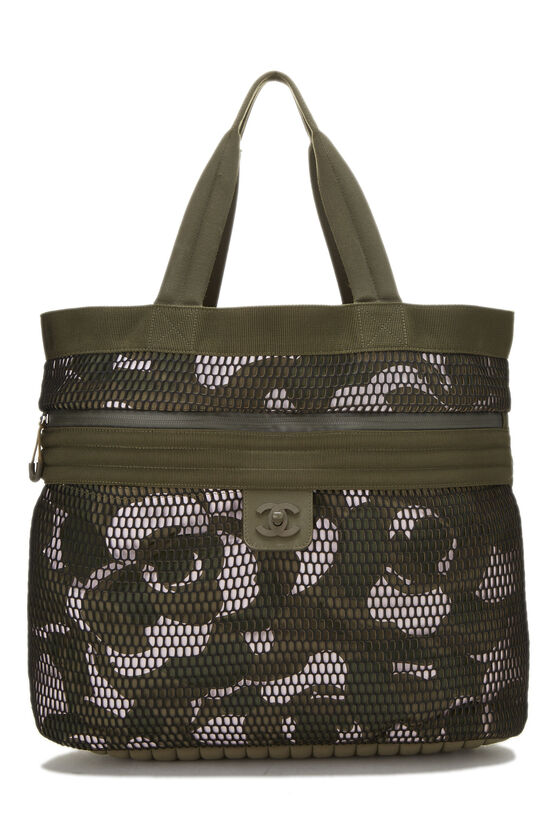 Green Nylon Sporty 'CC' Shopping Bag Large, , large image number 1