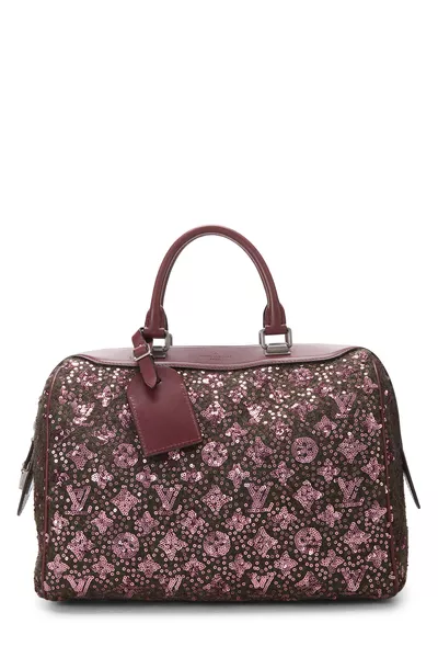 Burgundy Monogram Sequin Sunshine Express Speedy 30