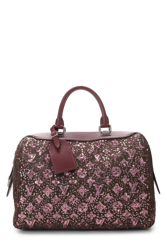 Burgundy Monogram Sequin Sunshine Express Speedy 30, , large image number 0