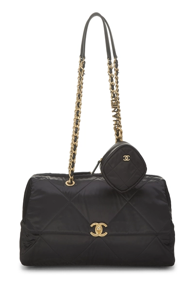 Chanel Black Satin Bowling Flap Bag