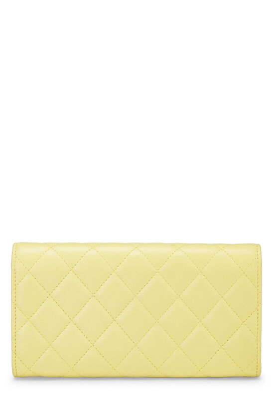 Yellow Quilted Lambskin Long Wallet, , large image number 2