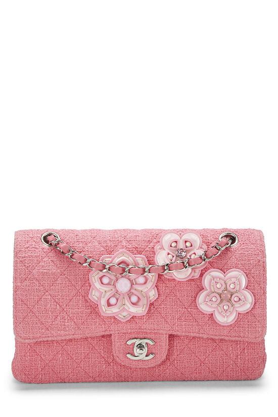 Pink Tweed Floral Classic Double Flap Medium, , large image number 0