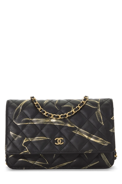 Chanel Black Calfskin Classic Quilted Wallet on Chain (WOC)