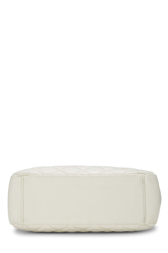 White Quilted Caviar Petite Shopping Tote (PST), , large image number 4
