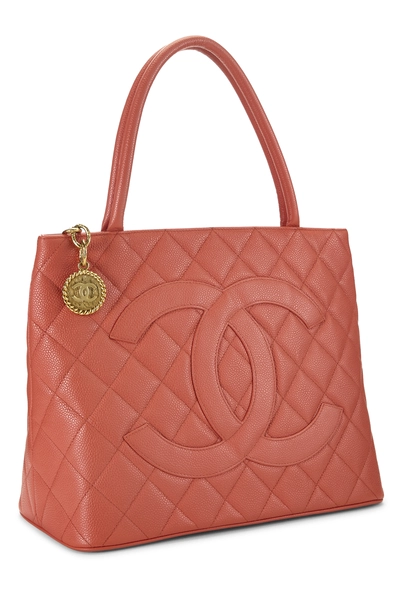 Pink Quilted Caviar Medallion Tote, , large