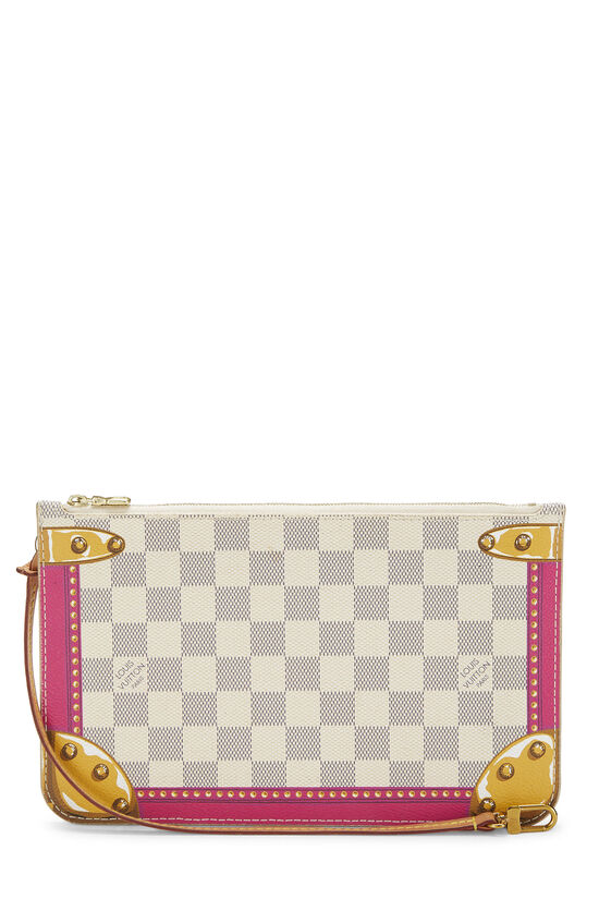 Pink Damier Azur Trunk Neverfull Pouch MM, , large image number 0