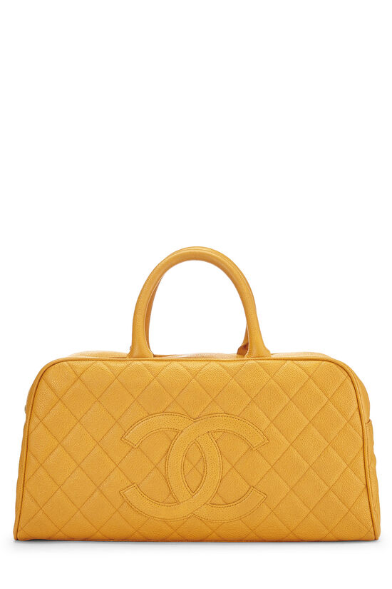 Orange Quilted Caviar Bowler Large, , large image number 0