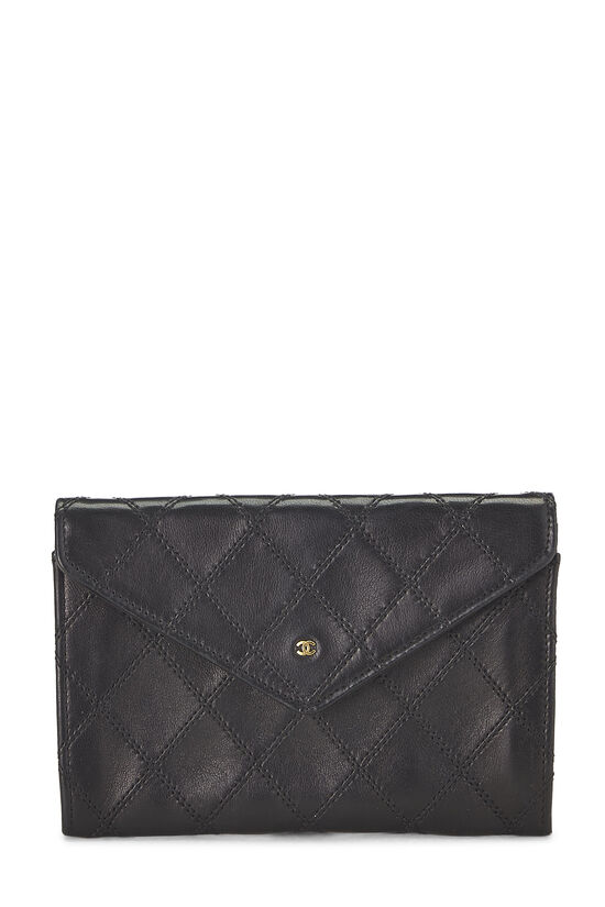 Black Quilted Lambskin Compact Wallet, , large image number 0