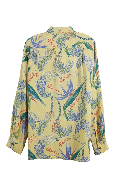 Yellow Floral Malihini Hawaiian Shirt, , large